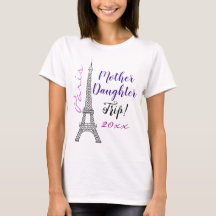Viagem Filha Mãe da Torre Eiffel Paris Rosa Chic T