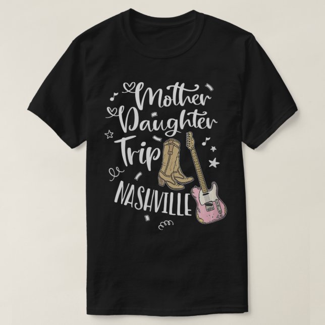 Camiseta Viagem Filha Mãe das Mulheres Nashville VNeck (Frente do Design)