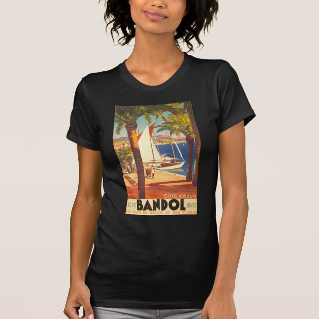 Camiseta Viagem francês Vintage Cote D'Azur (Frente)