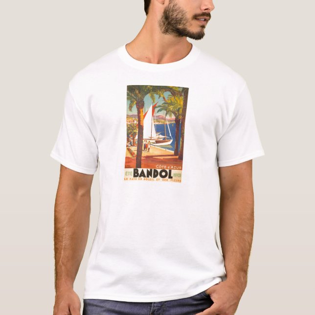 Camiseta Viagem francês Vintage Cote D'Azur (Frente)