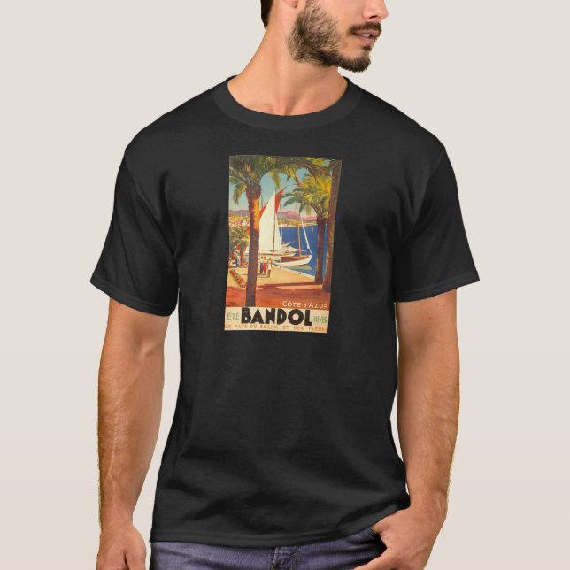 Camiseta Viagem francês Vintage Cote D'Azur (Frente)