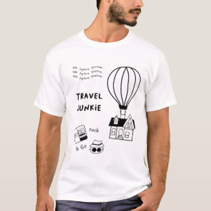 Camiseta Viagem Junkie   Veja. Explore. Descubra. Pacote e 