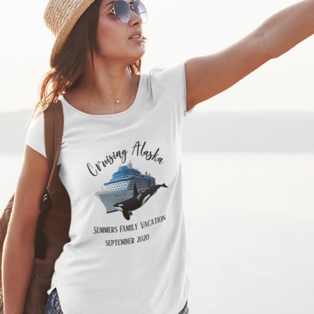 Camiseta Viagem Personalizada de Família Orca de Navio de C (Criador carregado)