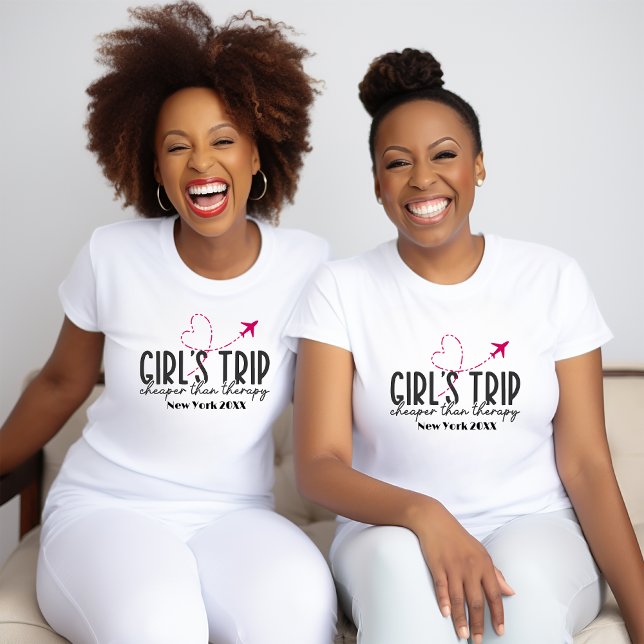 Camiseta Viagem personalizável de T-Shirt (Girls Trip by Plane)