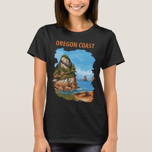 Camiseta Viagem Retro à Costa do Oregon (Frente)