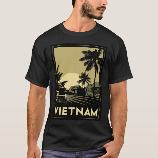 Camiseta viagem retro do art deco de Vietnam 3Sudeste (Frente)