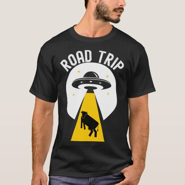 Camiseta Viagem rodoviária de OVNI para rapto de alienígena (Frente)