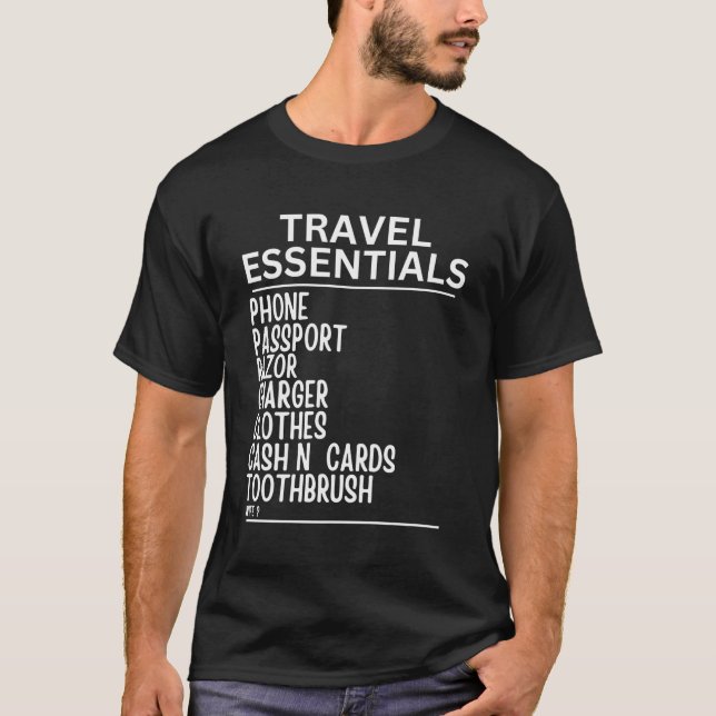 Camiseta Viagem Season Engraçado Essentials Não Esqueçam O  (Frente)