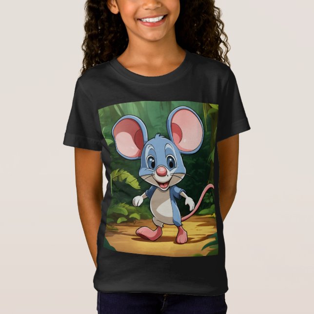 Camiseta Viagem Selva - Rato de Cartoon Bebê Fine Jersey T- (Frente)