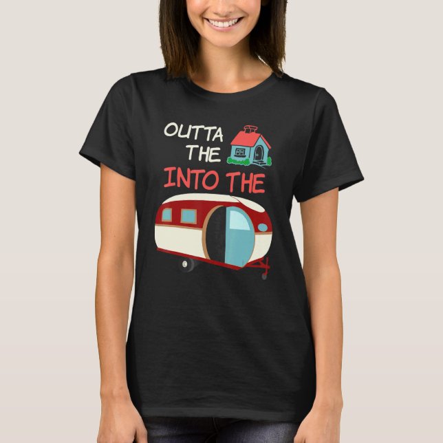 Camiseta Viagem Trailer Rv Camp Out Fire Family (Frente)