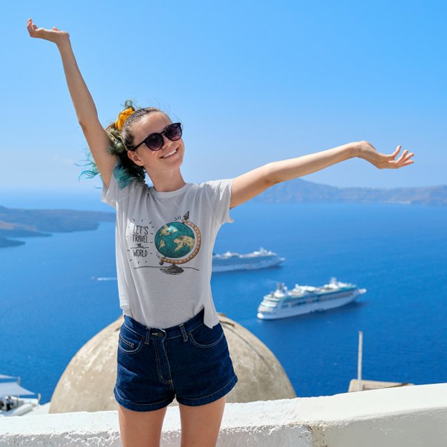 Camiseta Viagem vamos do Mundo - Aventura Gráfica Mundial (Criador carregado)