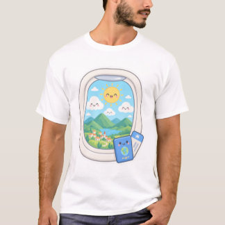 Camiseta Viagem Vista Janela Avião Kawaii Fofa