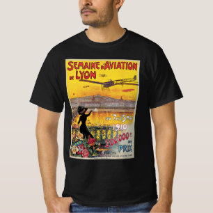 Camiseta Viagens Antigas, Aviões de Aviação, Lyon, França