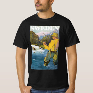 Camiseta Viagens Antigas para a Suécia, Pesca Esportiva de 
