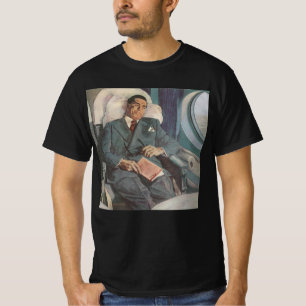Camiseta Viagens de Negócios Antigas, Lendo no Avião