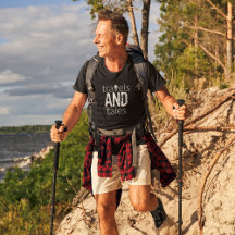 Viagens e panos [Logotipo branco] Camisa-T masculi