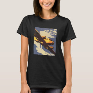 Camiseta Viagens e Transportes Antigos Avião Voando