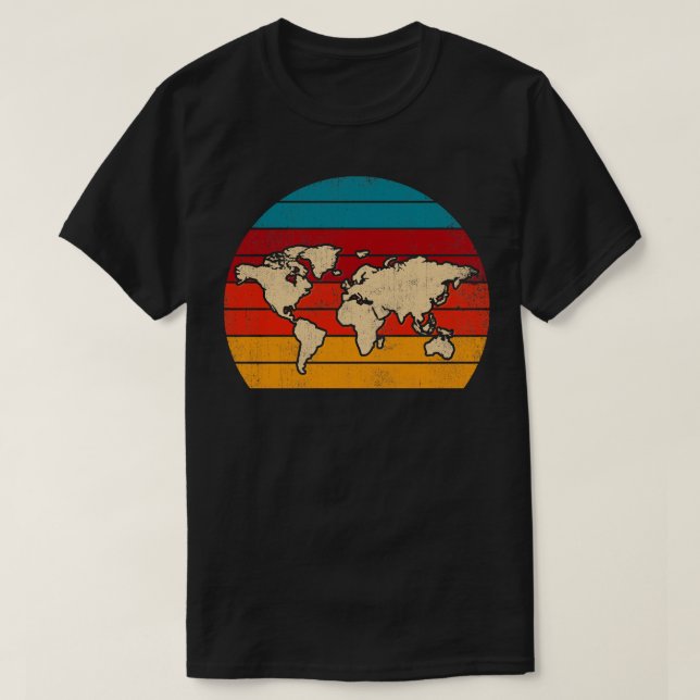 Camiseta Viagens Retro-Cartografia Internacional (Frente do Design)