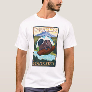 Camiseta Viagens vintage da cena da capa do castor e da
