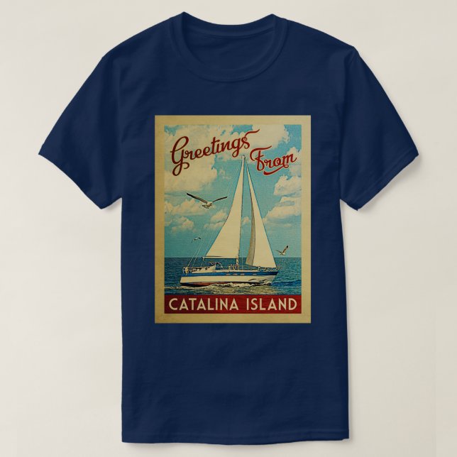 Camiseta Viagens vintage da ilha Catalina (Frente do Design)