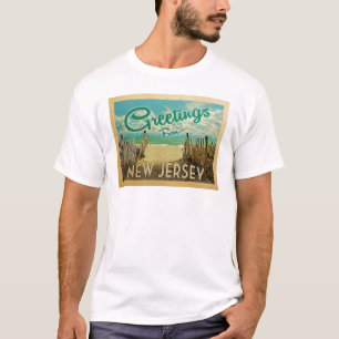 Camiseta Viagens vintage da praia da costa de New-jersey