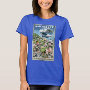 Camiseta Viagens vintage de Poster, Mapa de Nantucket Islan
