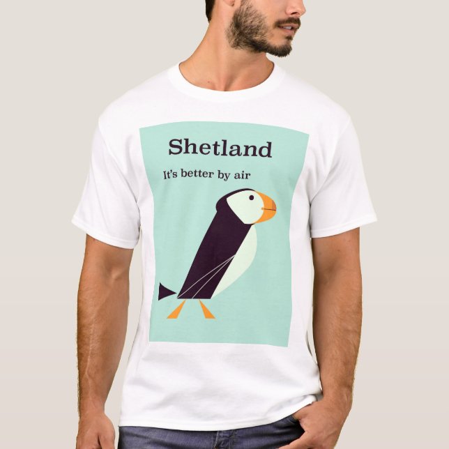 Camiseta Viagens vintage de Shetland Puffin (Frente)