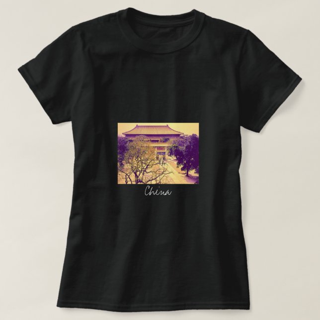 Camiseta Viagens vintage de Tumbas Ming na China (Frente do Design)
