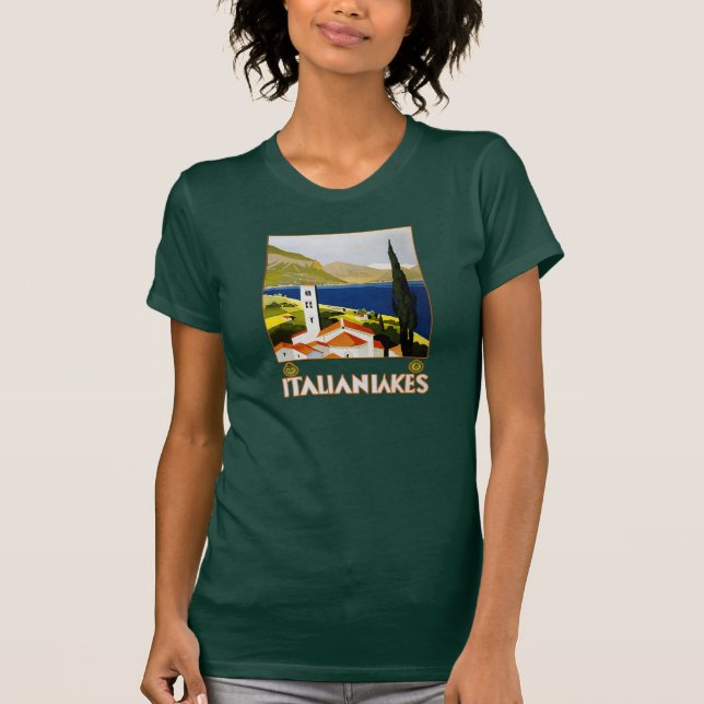 Camiseta Viagens vintage italiana dos lagos (Frente)