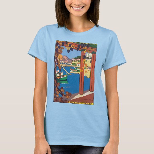 Camiseta Viagens vintage, Mar Mediterrâneo da Riviera Franc (Frente)