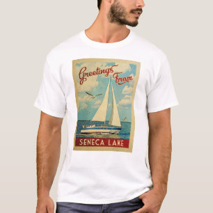 Camiseta Viagens vintage New York do veleiro do lago Seneca