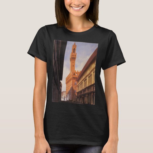 Camiseta Viagens vintage, Palazzo Vecchio, Florença, Itália (Frente)