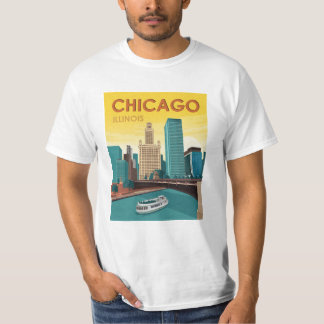 Camiseta Viagens vintage Skyline do Chicago River