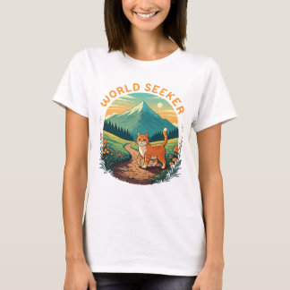 Camiseta Viajante amante de gatos casual cotidiano