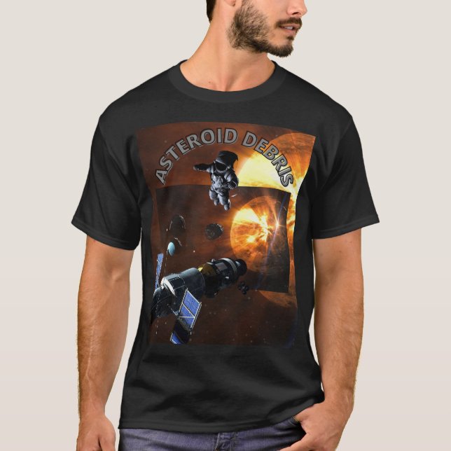 Camiseta Viajante espacial e detritos de asteroides (Frente)