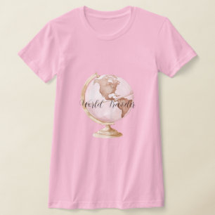 Camiseta Viajante Mundial Globo Rosa