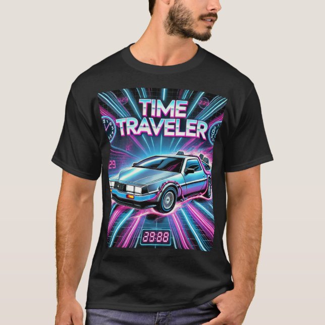 Camiseta Viajante Retroativo 80s T-Shirt - Carro Futuro (Frente)