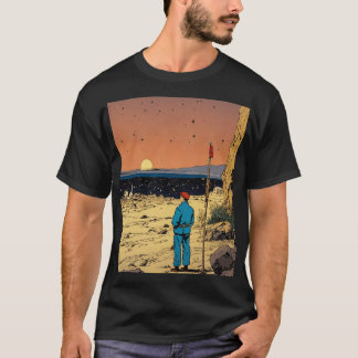 Camiseta Viajante Solitário na Arte do Pôr do Sol no Desert