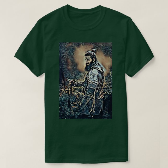 Camiseta Viajar um cavaleiro guerreiro com uma imagem de ar (Frente do Design)
