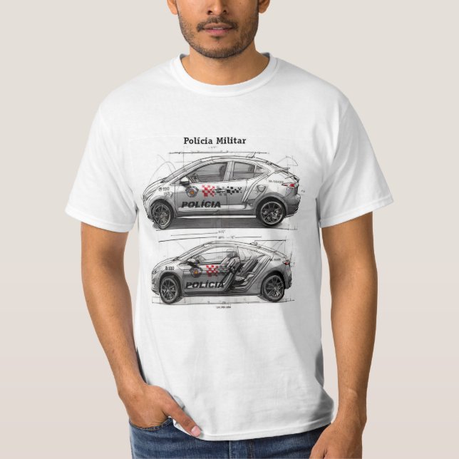 Camiseta Viatura Carro futurista da Polícia Militar SP (Frente)