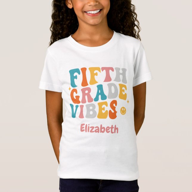 Camiseta "Vibe do 5º ano" Groovy de volta à escola (Frente)