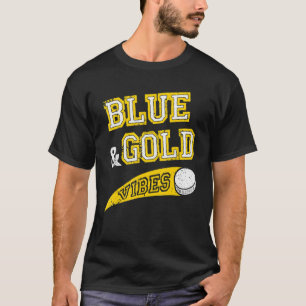 Camiseta Vibes Azuis e Dourados Vibam Fã da Equipe de Hóque