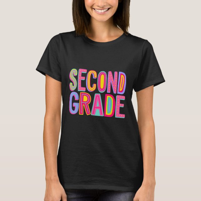 Camiseta Vibes de Arco-Íris do Segundo Ano Retrô De Volta à (Frente)