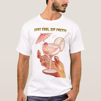 Camiseta Vibes de Bebida Tropical – Estética Fofa de Verão