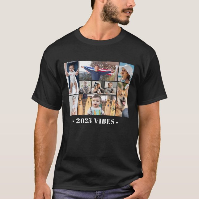 Camiseta Vibes de Colagem de Fotos de 9 Imagens (Frente)