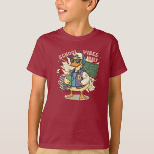 Camiseta Vibes de Escola – Pato com Óculos de Sol e Fone de