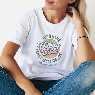 Camiseta Vibes de Férias Personalizadas Correspondendo às F