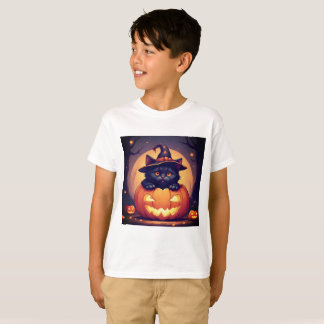 Camiseta Vibes de Gato de Abóbora do Halloween