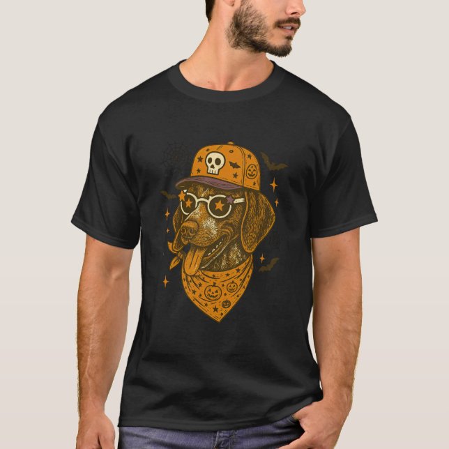 Camiseta Vibes de Halloween da Mãe do Cão Pointer de Cabelo (Frente)