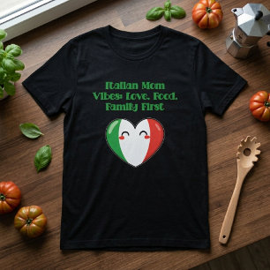 Camiseta Vibes de Mãe Italiana Amor Comida Família em Prime